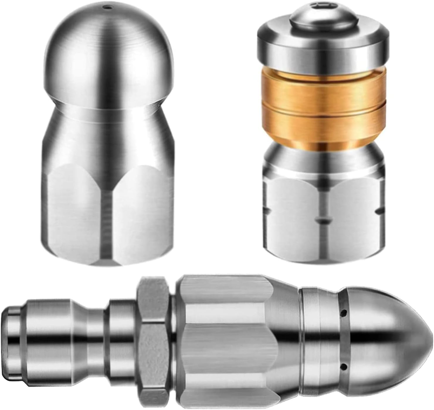 KASTWAVE Sewer Jetter Nozzles Kit, Stainless Steel Fixed Jetting Nozzle Replacement Kit with Different Models for 1/4 Inch Pressure Washer Accessories up to 5000 PSI