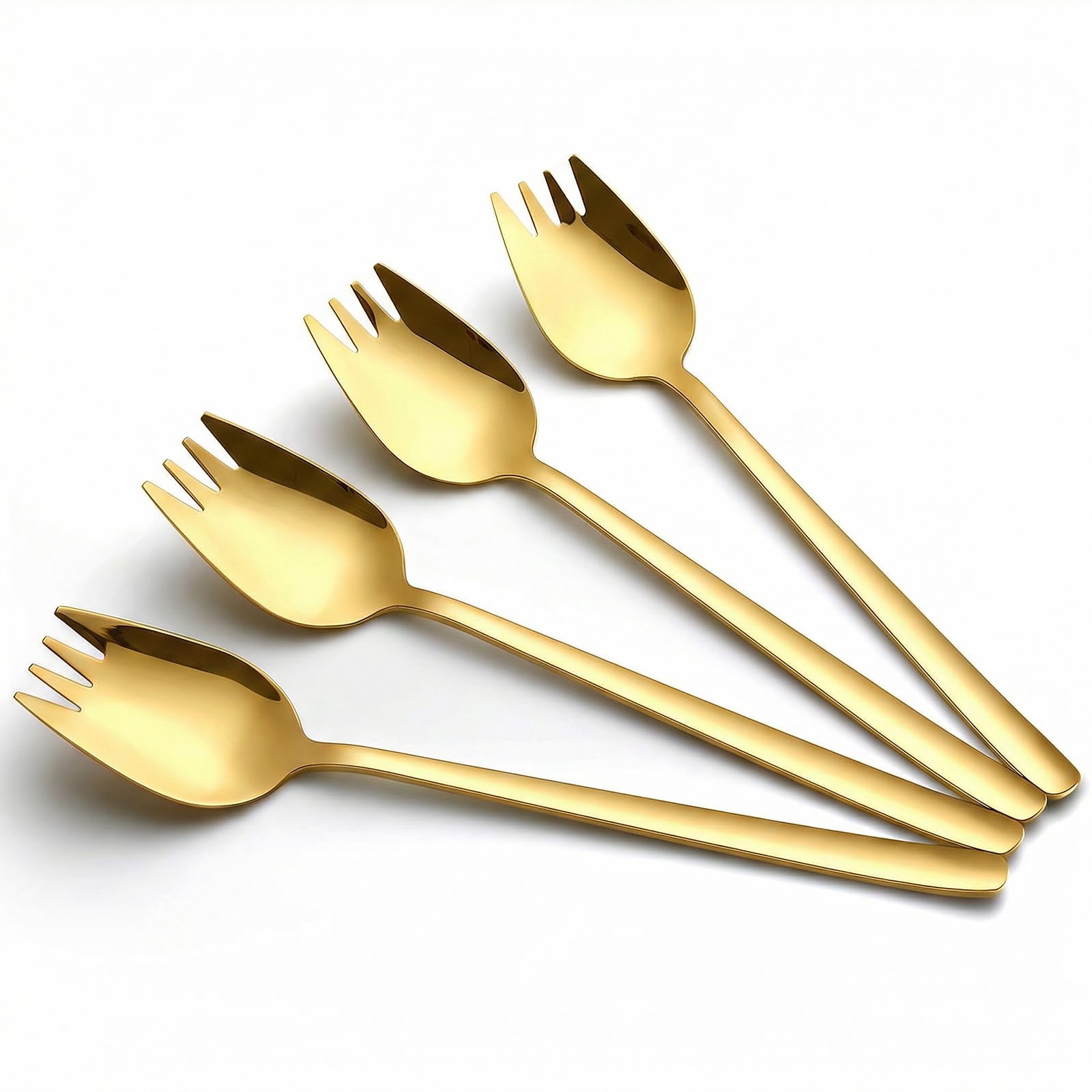 Sporks, 6-Pack Salad Forks 18/10 Stainless Steel Metal Spork, 7.4 Inches Long Handle Dessert Spoons Ice Cream Spoons, Flatware Set Forks for Salad Fruit Noodle, Dishwasher Safe — Amazon image 9