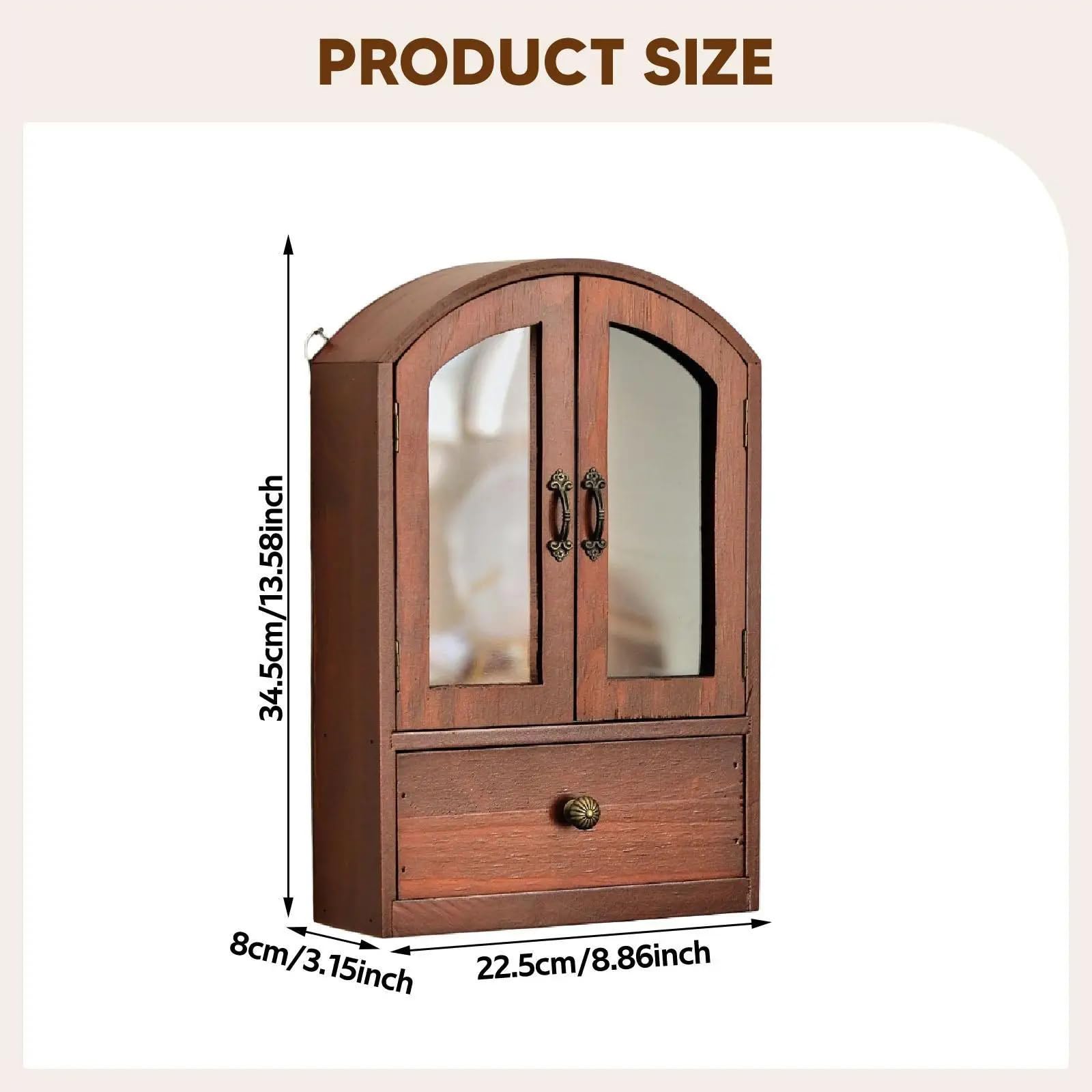 Organizzatori da scrivania in legno naturale con cassetto portaoggetti Vedi attraverso lo scaffale per la casa, camera da letto, controsoffitto Decors