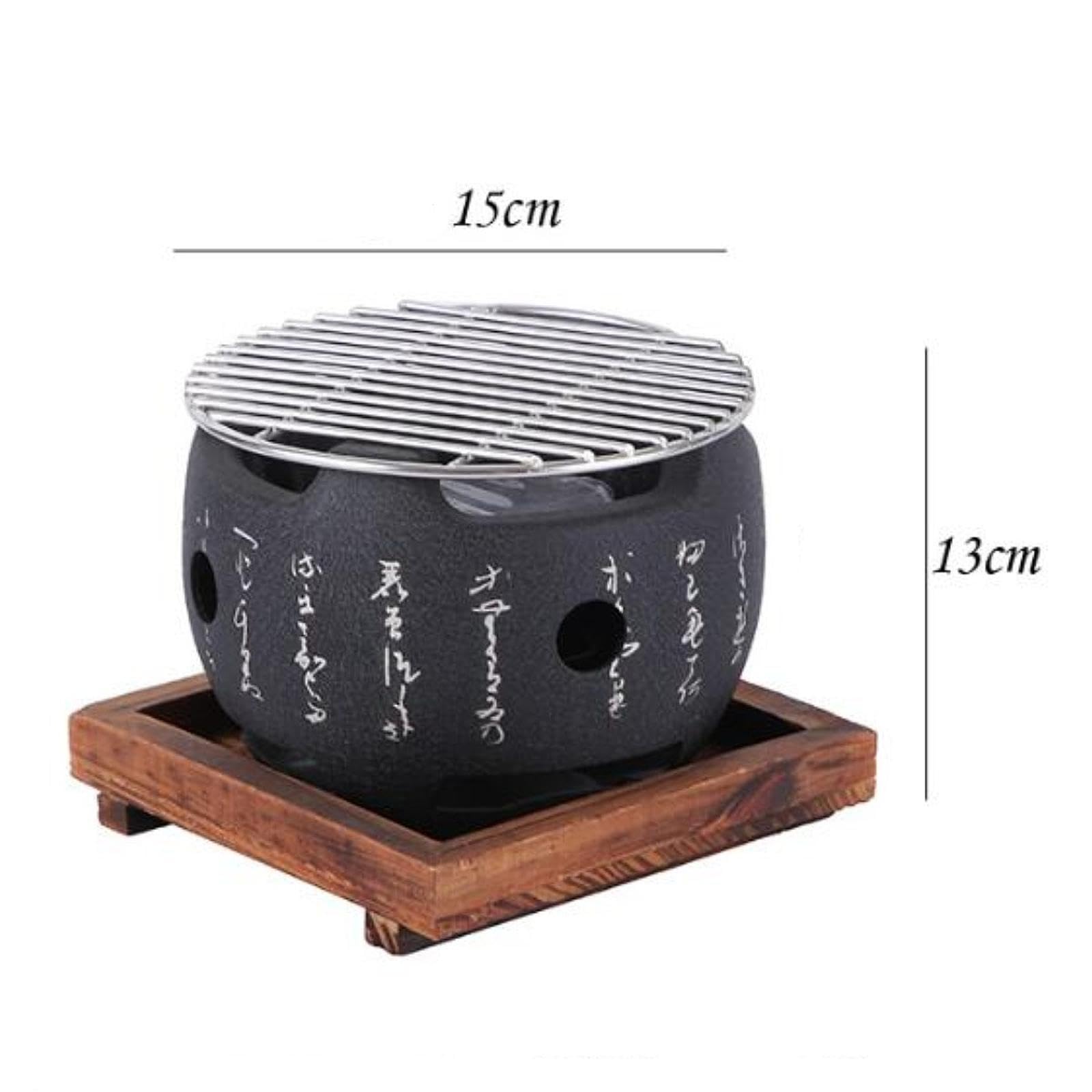 Griglia a carbonella giapponese compatta per picnic al chiuso, robusta piastra grill Hibachi con accessori, perfetta per gli appassionati di barbecue (15 x 15 x 13 cm)