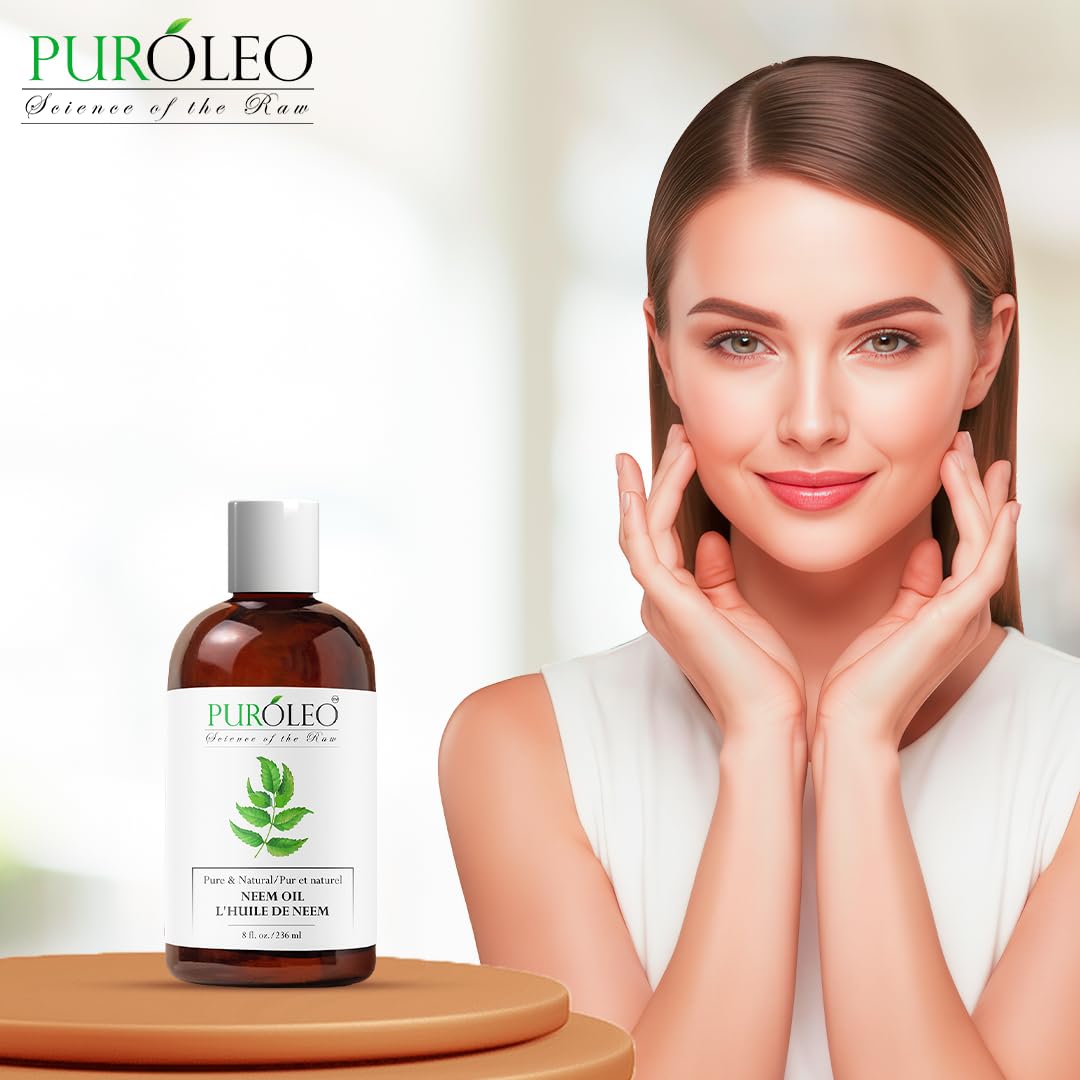 PUROLEO NEEM Oil 8 Fl Oz/236 ML (Packed in Canada) 100% Pure and Natural Neem Oil for Multipurpose Use | Neem extracted from NEEM Plante Chemical Free Neem for Spray — Amazon image 3