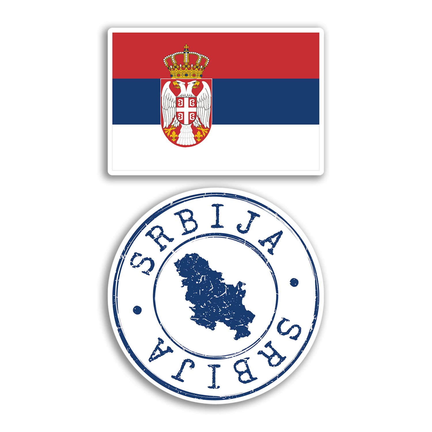 Dv Design Multi 2 X 10Cm Wide Serbia Vinyl Stickers - Serbian Map Holiday Adventure Travel Country Scrapbooking Gift #78663