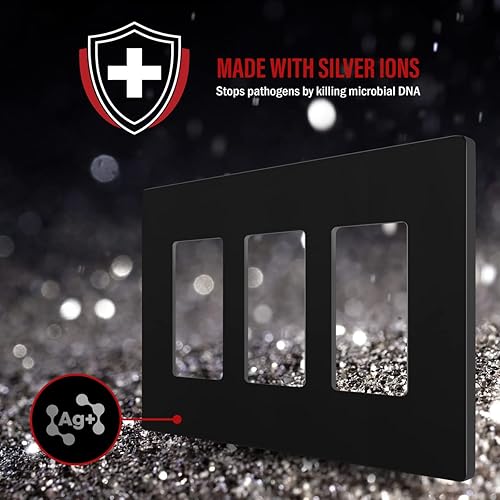 Miniatura 10 de ENERLITES Cubierta de interruptor decorador, placa de pared sin tornillos, tamaño mediano de 4 segmentos 4.88 x 8.58 pulgadas, policarbonato