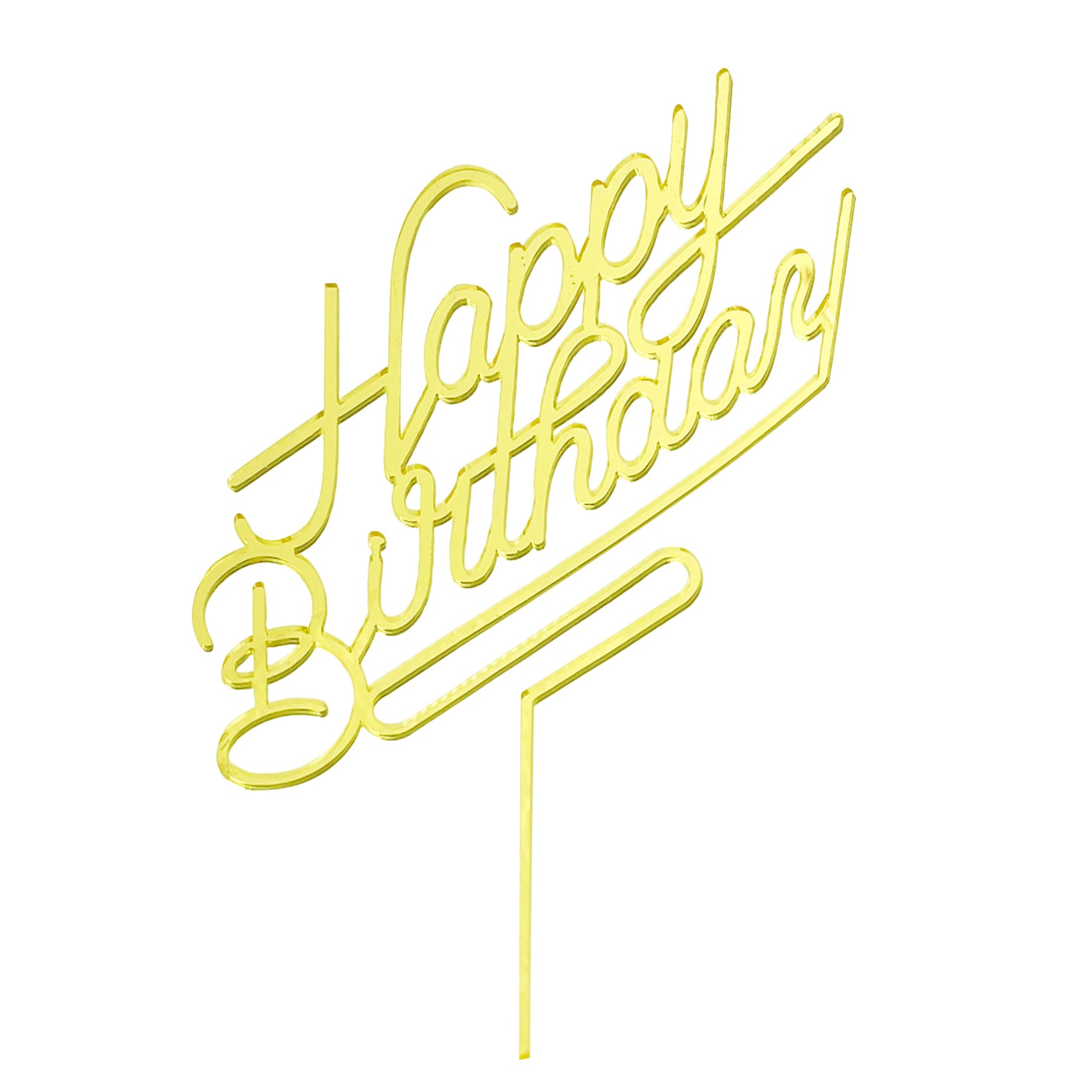 Happy Birthday Cake Topper Acrylic cake Toppers Birthday Party Decorations Cupcake Toppers Decorations (Gold)