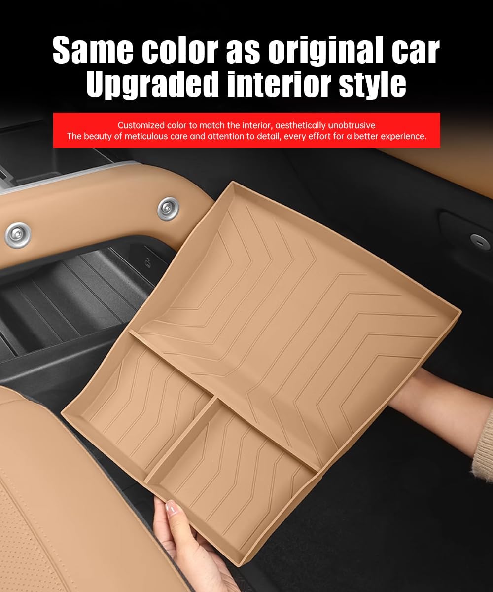 Lower Center Storage Box for 2025-2026 Land Rover Defender 90 110 130 Console Storage Box Interior Organizer Organizer Tray Silicone Protective Pad Decorative Tuning Supplies Accessories (dark beige)