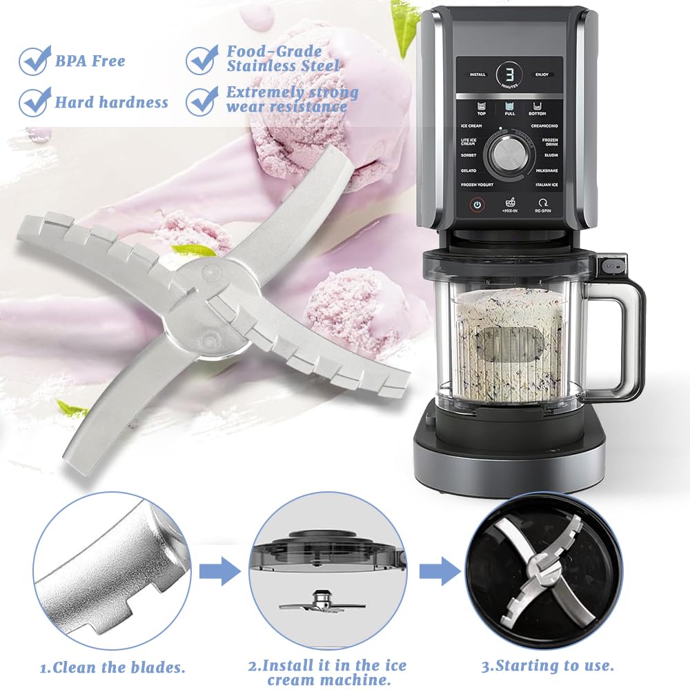 Ersatz Klingen Für Ninja Creami | Edelstahl Doppelklingen | Kompatibel Mit NC500 Serie