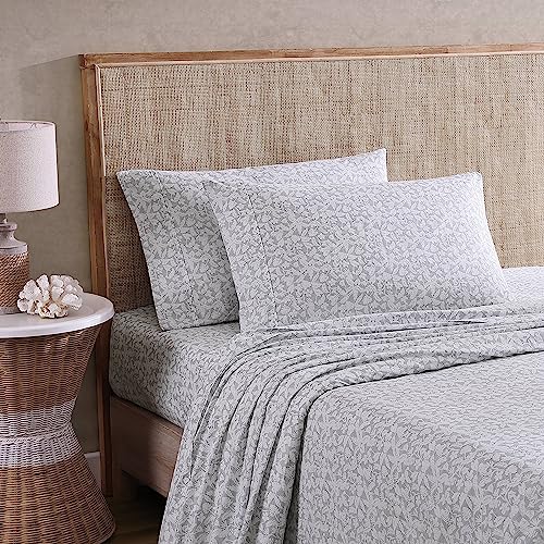 Image of Tommy Bahama- Queen Sheet Set, Cotton Percale Bedding Set, Crisp & Cool, Stylish Bedding Set (Koya Bay Grey, Queen)