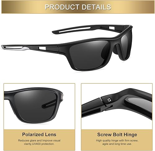 Miniatura 4 de Duduma Gafas de sol deportivas polarizadas para béisbol, conducción, pesca, golf, correr, ciclismo, gafas de sol para hombres y mujeres, protección