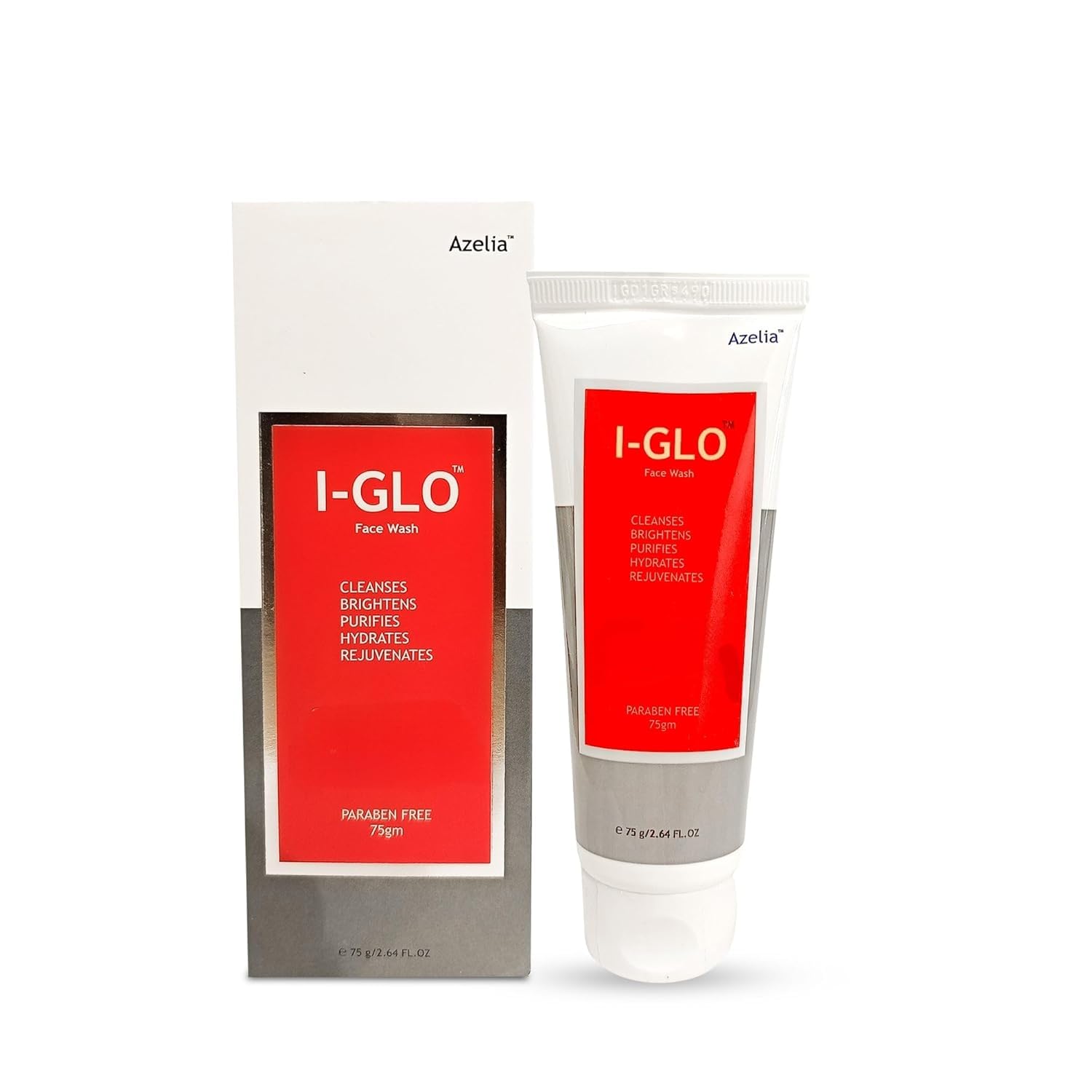 azelia i-glo face wash, paraben free, cleansing and brightening formula, 75g
