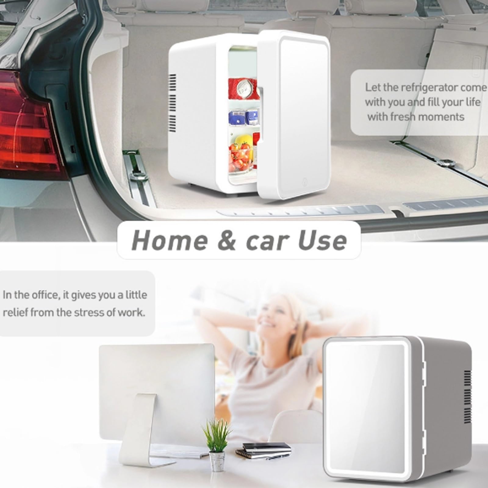 Frigo Maquillage Mini 4L Réfrigérateur Cosmétique avec LED Miroir