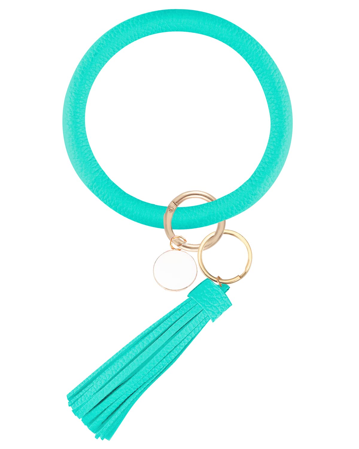 Weixiltc Large Keychain Bracelet with Tassel, Circle Leather Wristlet Key Ring for Women, Bangle Key Chains Holder for Girls