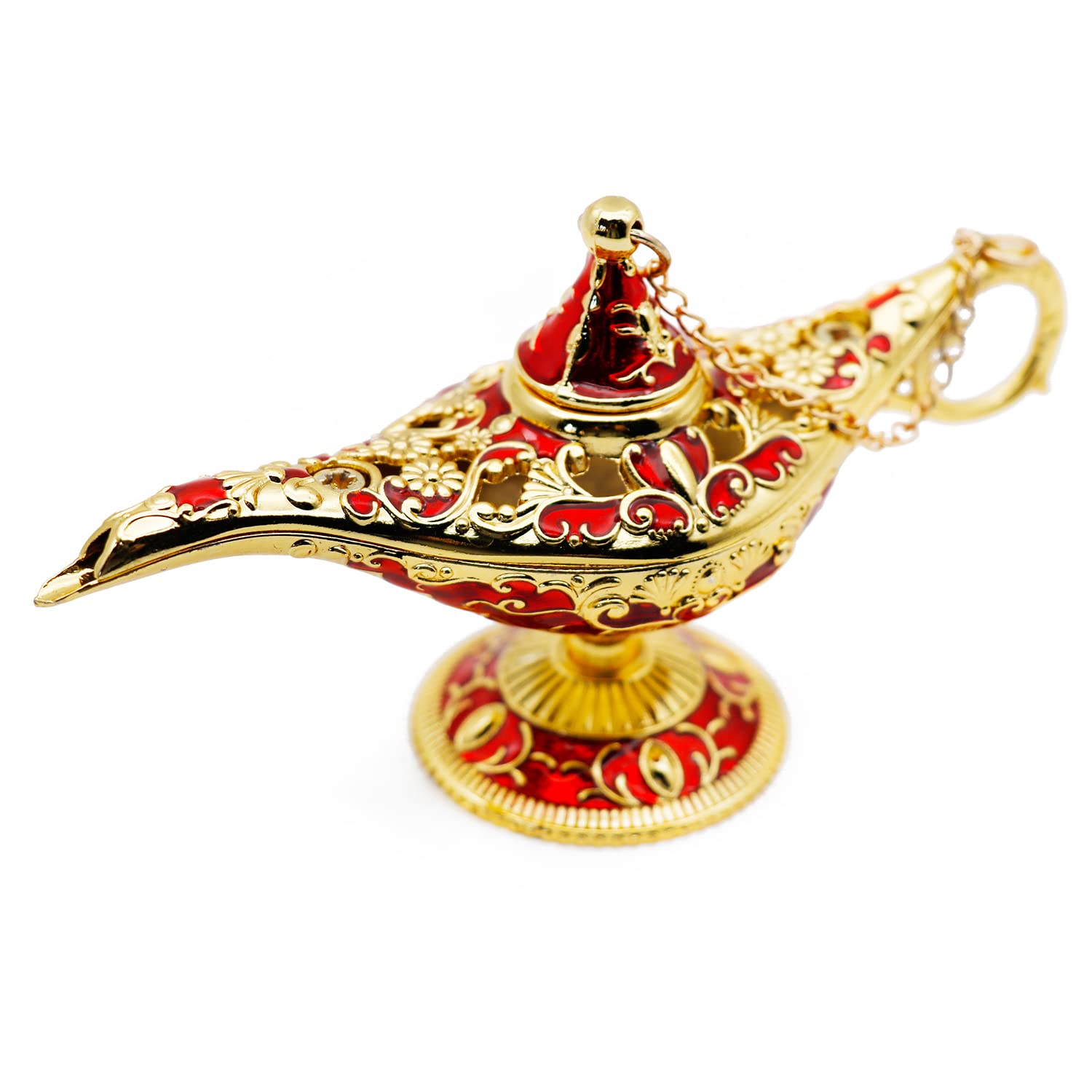 Hsiwto Aladdin Magic Genie Lamps - Classic Vintage Legend Magic Genie Light Costume Lamp for Home Wedding Table Decoration, Small Size Gold&Red