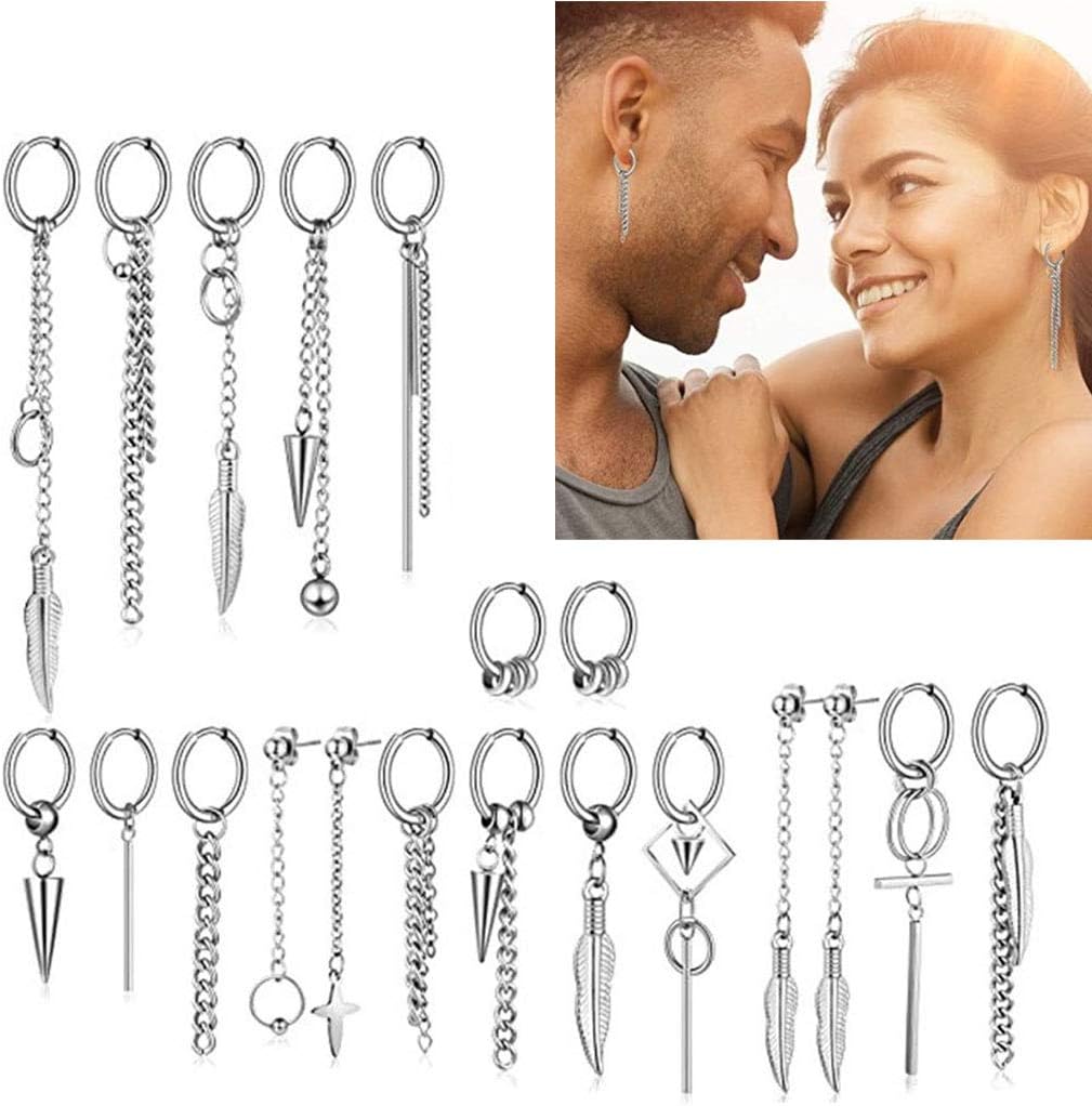20 Pcs Stainless Steel Huggie Hinged Hoop Earrings, Women Kpop Dangle Earrings Jewelry