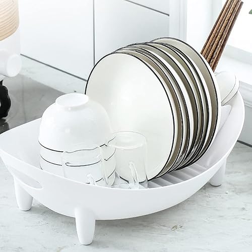 Miniatura 6 de SCASTOE Escurridor ovalado para secar platos con soporte para utensilios y cuencos, organizador de cestas, tamaño único