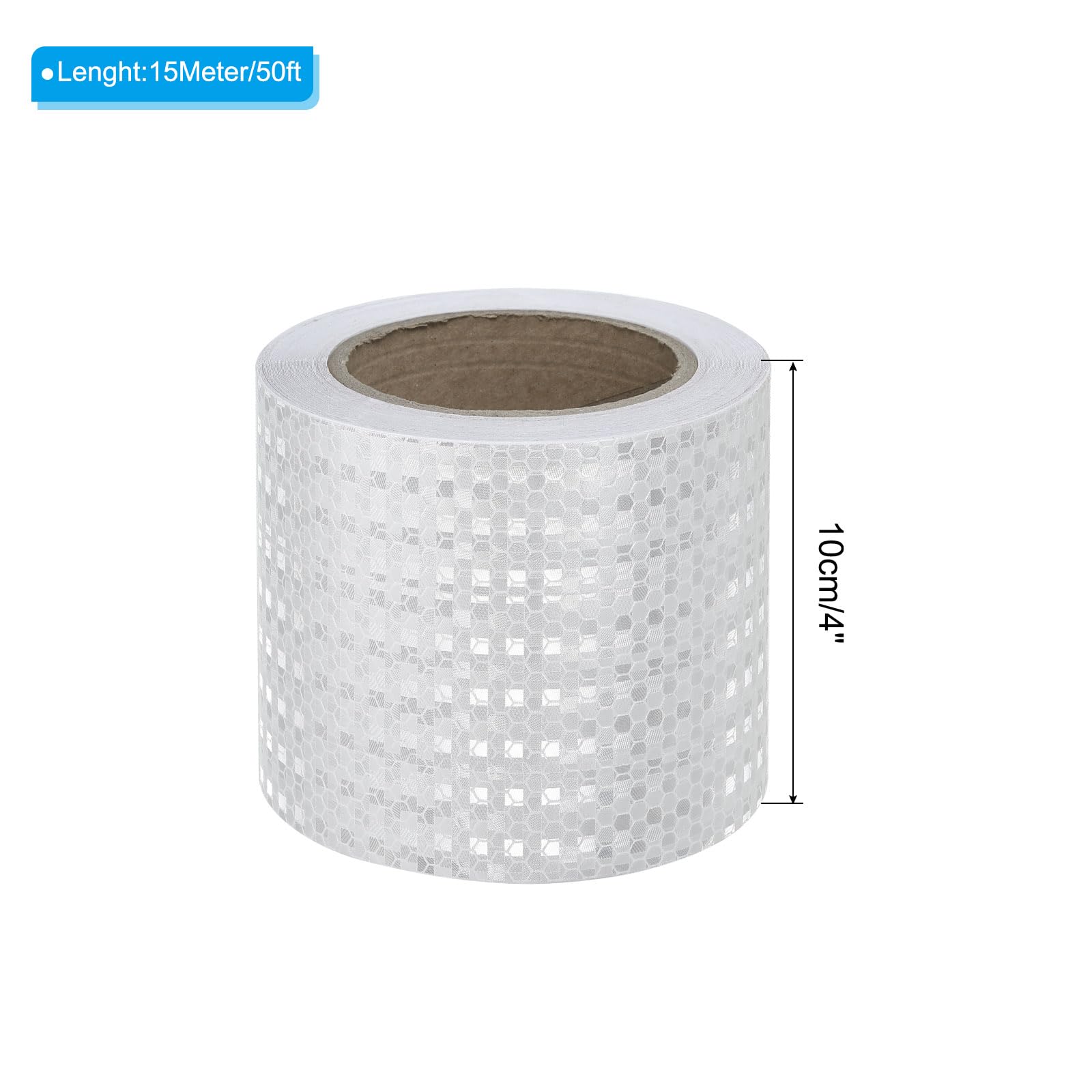 PATIKIL Réfléchissant Ruban Adhésif, 4" x 50 FT Imperméable Adhésif Haute Visibilité Avertissement Sécurité Bande Externe Accessoires Bien Visible pour Voitures Camions, Blanc