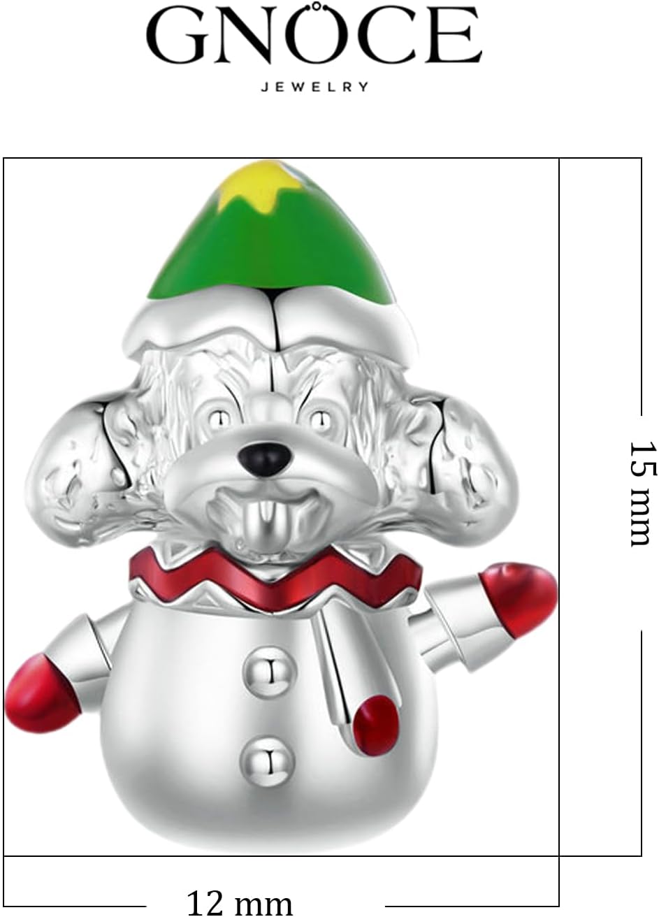 GNOCE Christmas Puppy Charm Sterling Silver Bead Christmas Charm Fit Bracelet/Necklace for Women Wife/Jewelry Gift - Image 7