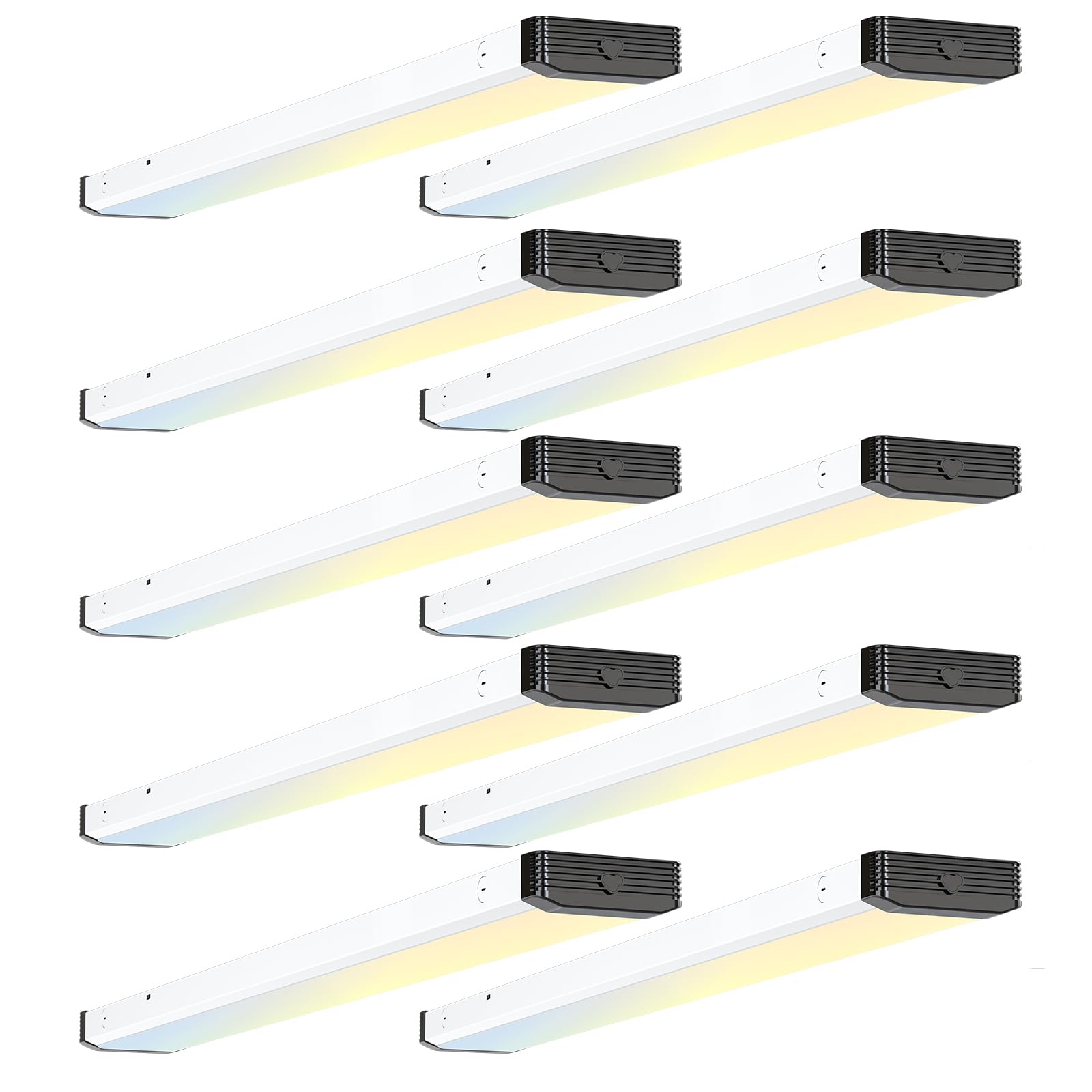 BBOUNDER 10 Pack 4FT LED Wraparound Light with 3CCT Selectable, 4000K/5000K/6500K, Super Bright 5500LM 50W 4 Foot Fluorescent Light Fixture, Flush Mount Office Ceiling Light for Kitchen Garage, Black