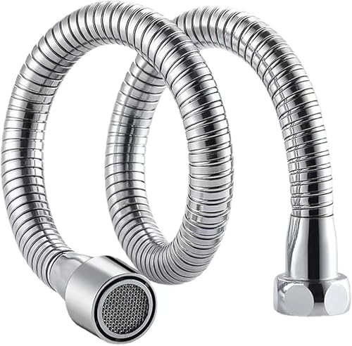 Fegson 360度回転蛇口延長ホース シャワー キッチン キッチン、バルコニー、 13CM~75CM蛇口ホース 漏れ防止 メッキ 自在に曲がる 任意固定 取り付けが簡単 飛沫防止 シンクの掃除が簡単 アダプター付 家庭用、キッチン蛇口延長チューブ、折り