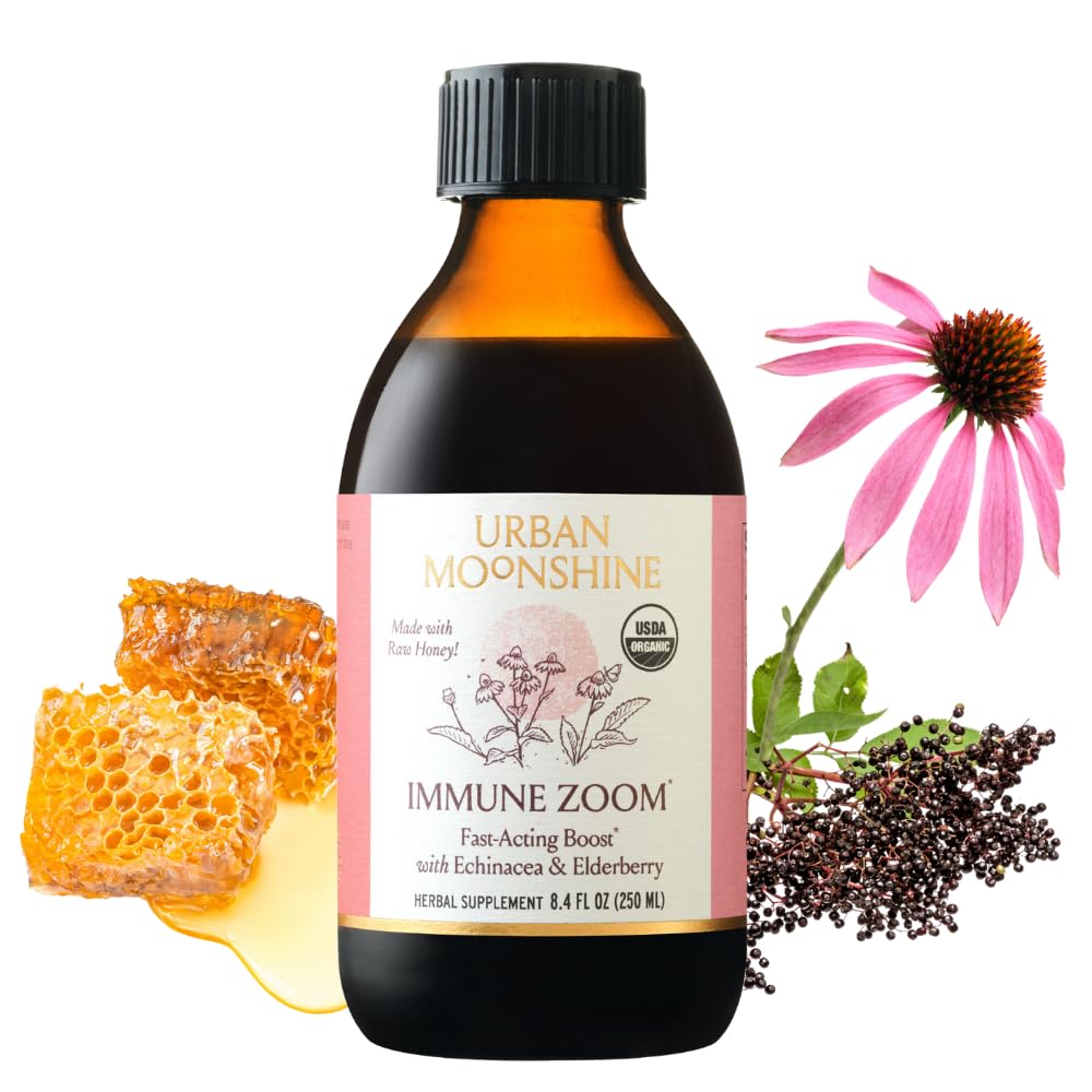 Immune Zoom - Fast-Acting Immunity Boost - Organic Elderberry Syrup - Echinacea - Raw Honey - Certified Organic - Natural - 8.4 Fl Oz