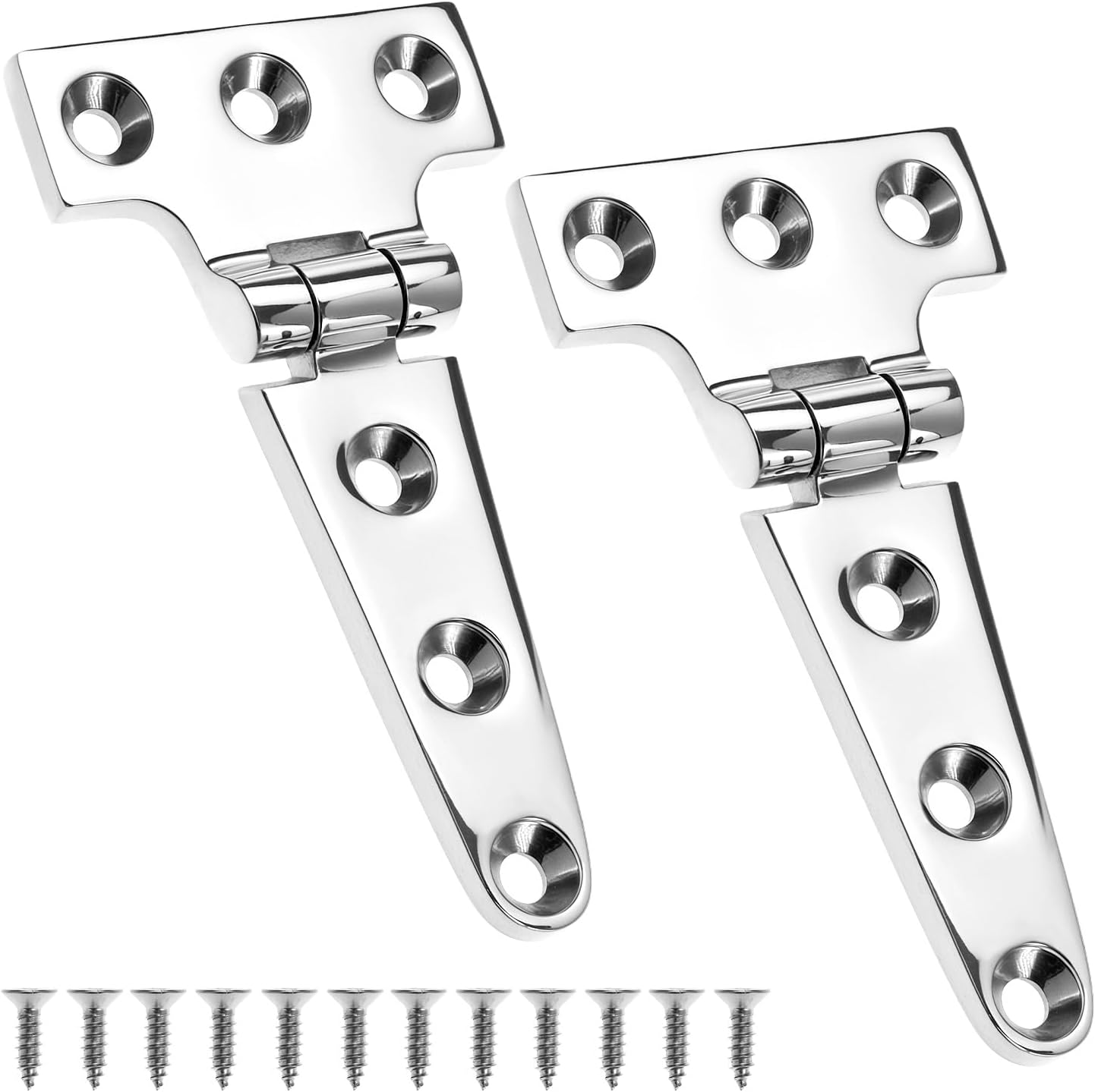 QWORK 316 Stainless Steel T Hinge, 2 Pack Marine Grade 4'' x 2" Boat Hatch Hinges, Heavy Duty Cabinet Hardware Door Hinge for Marine and Exterior Applications