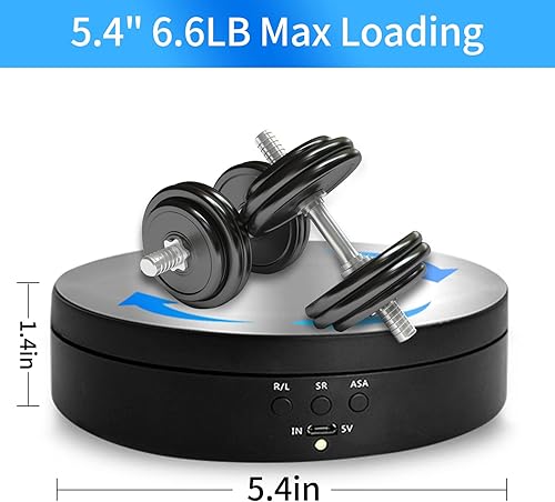 Miniatura 7 de Foleto Soporte de exhibición giratorio, soporte motorizado de 360 grados para productos de fotografía y espectáculos, con cable de alimentación USB,