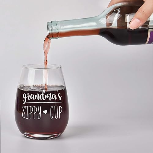 Miniatura 4 de GINGPROUS Grandma's Sippy Cup Copa de vino sin tallo para mujer, abuela, madre, abuela nueva, abuela nueva, abuela, abuela, divertida copa de vino