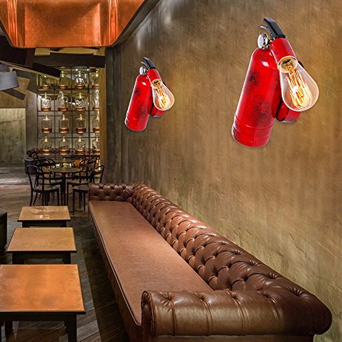 Modeen Red Fire Extinguisher Creative Wall Lamp Retro Industry Iron Wall Light Modern Bar Restaurant Aisle Wall Lamp Indoor E27 Wall Sconce
