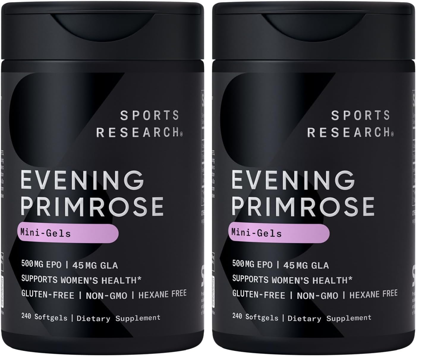 Sports Research® Evening Primrose Oil 500mg, 240 Mini-Softgels (Pack of 2) 240 Count (Pack of 2)