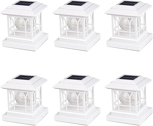 Luces solares blancas para postes de valla para exteriores, para postes de valla de 3.6 x 3.6 pulgadas, 4.5 x 4.5 pulgadas, 5 x 5 pulgadas, funciona