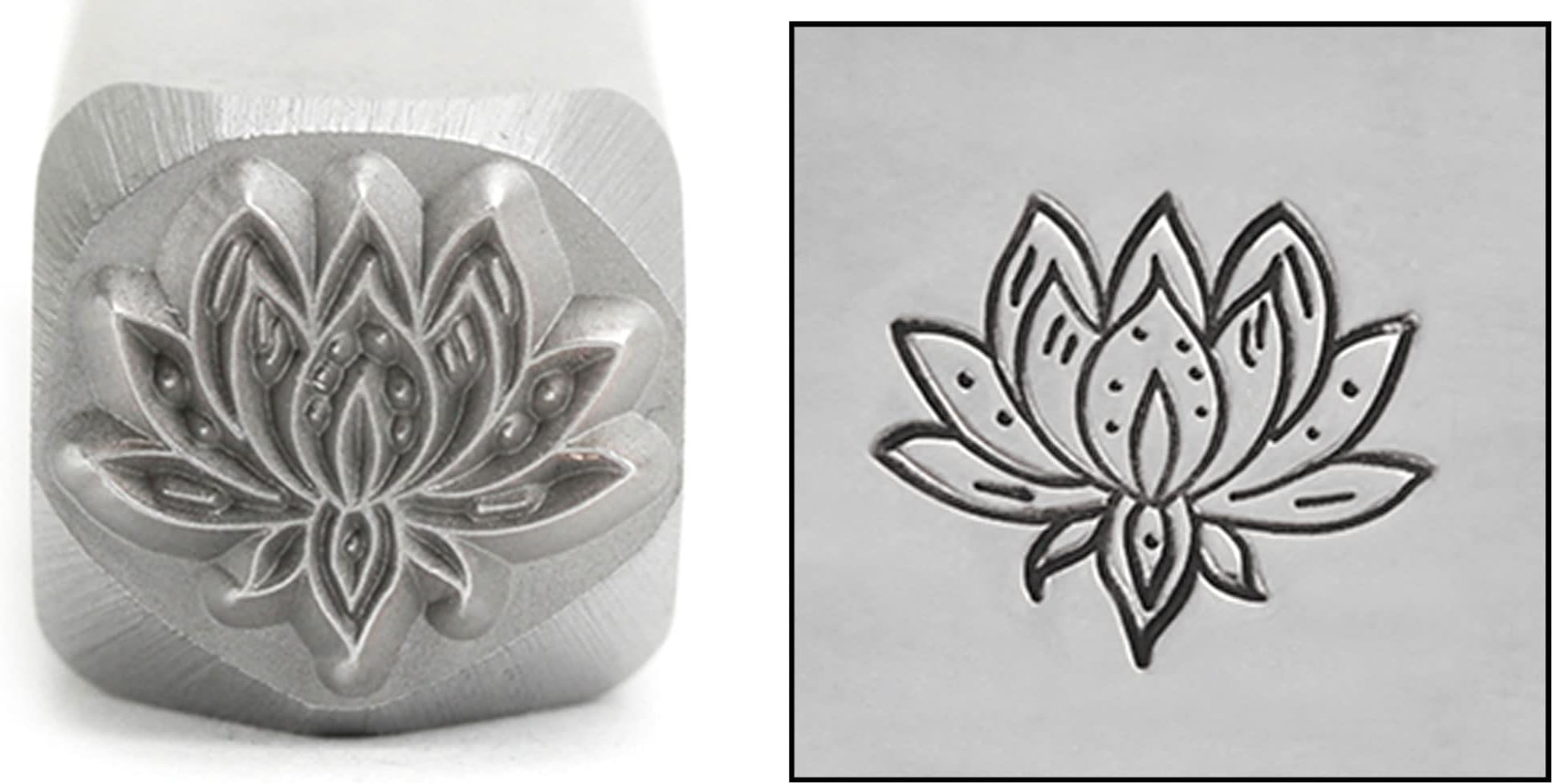 Lotus Flower Metal Design Stamp, 8mm Water Lily Zen Yoga Punch Stamping Tool for Hand Stamped DIY Jewelry Crafts - Beaducation Original Metal Design Stamps