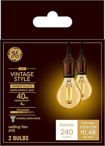 GE Bombillas LED de estilo vintage, 40 vatios, acabado ámbar, base pequeña (paquete de 2)