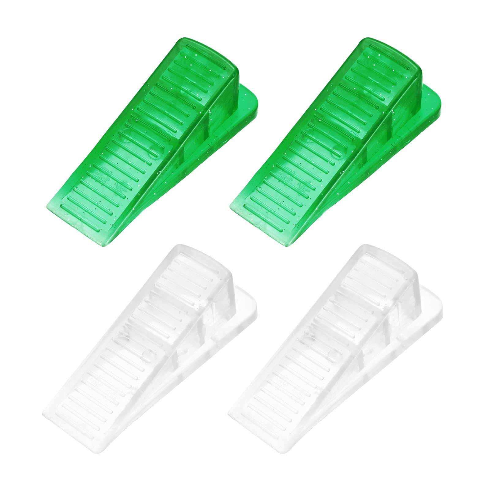 PATIKIL 2 Pcs Rubber Door Stop, Door Stoppers Wedge Anti-Slip Doorstop for Bottom on Floor Non-Marking Floor Protectors for Carpet Tile Concrete Wooden Floor Home Office, Transparent/Green