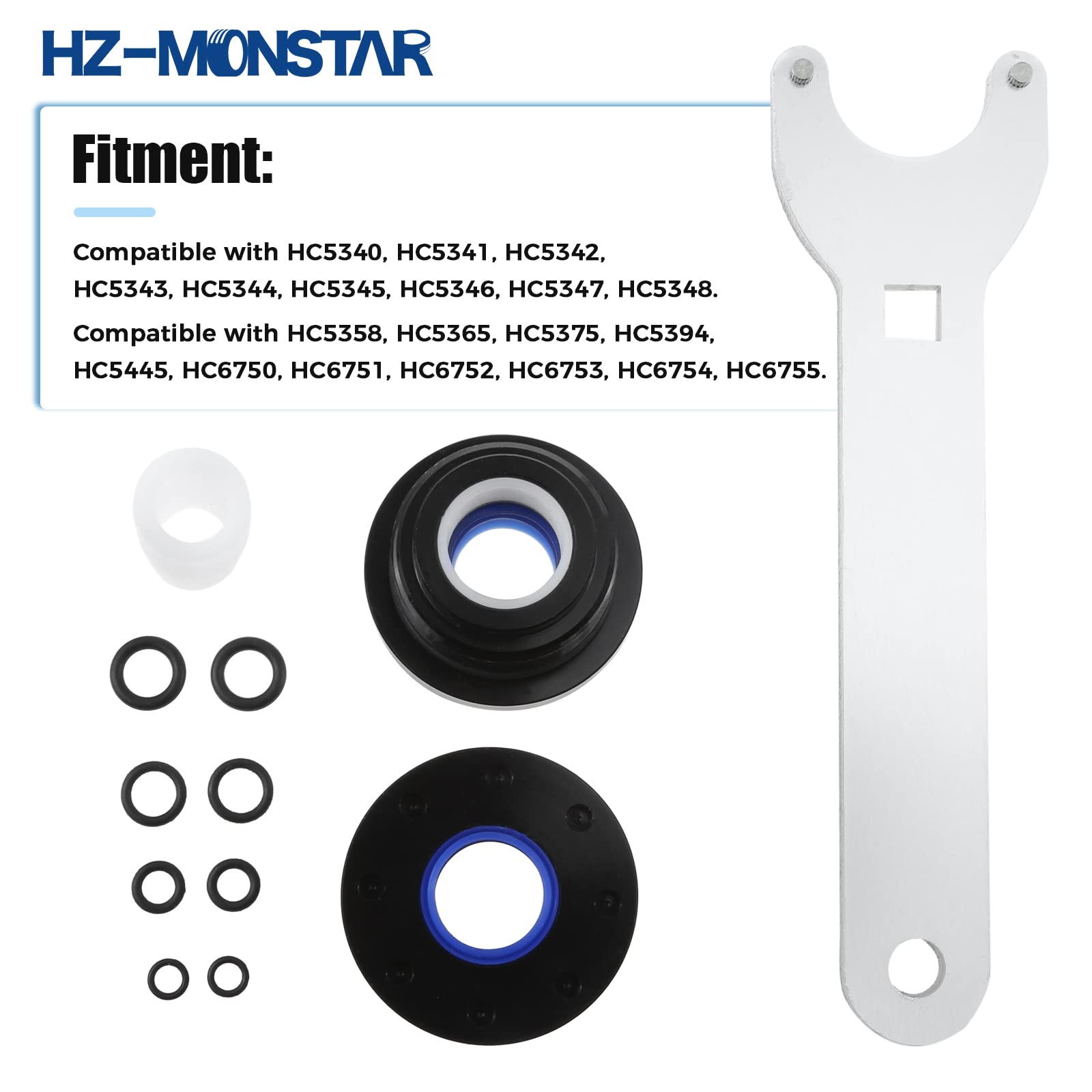 HZ-MONSTAR HC5345 Seal Kit, HS5157 Front Mount Hydraulic Steering Cylinder Seal Kit with Pin Wrench & O-Rings, Compatible With HC5340 HC5341 HC5342 HC5343 HC5344 HC5346 HC5347 HC5348 HC5358 HC5365
