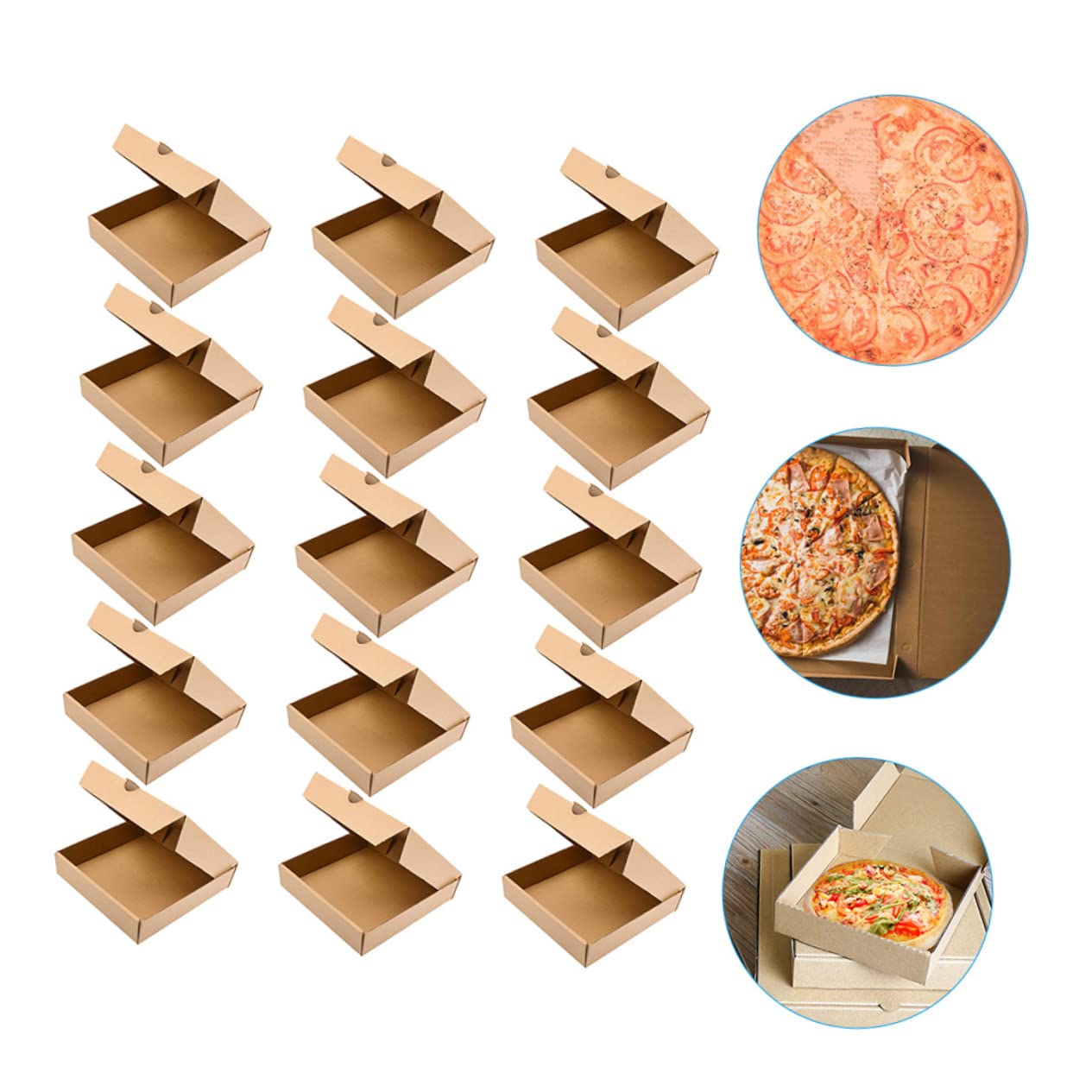 ABOOFAN 15pcs Corrugated Pizza Boxes for Takeout Food Packaging for Non Liquid Items Easy Assembly Portable Design for Restaurants and Home Use