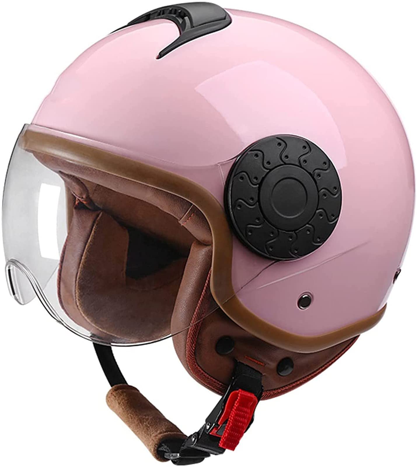 Casque Moto Vintage Demi-jet – Style Rétro – Certifié ECE/DOT – Taille M (55-57 Cm) – Rose – Visière Double Couche – Pour Homme Et Femme - 12