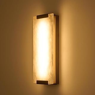 30+ Black And White Marble Bathroom Decor Ideas For Modern Homes 64 14.2in Alabaster Wall Sconce, Large Natural Marble Wall Light Decor, LED...