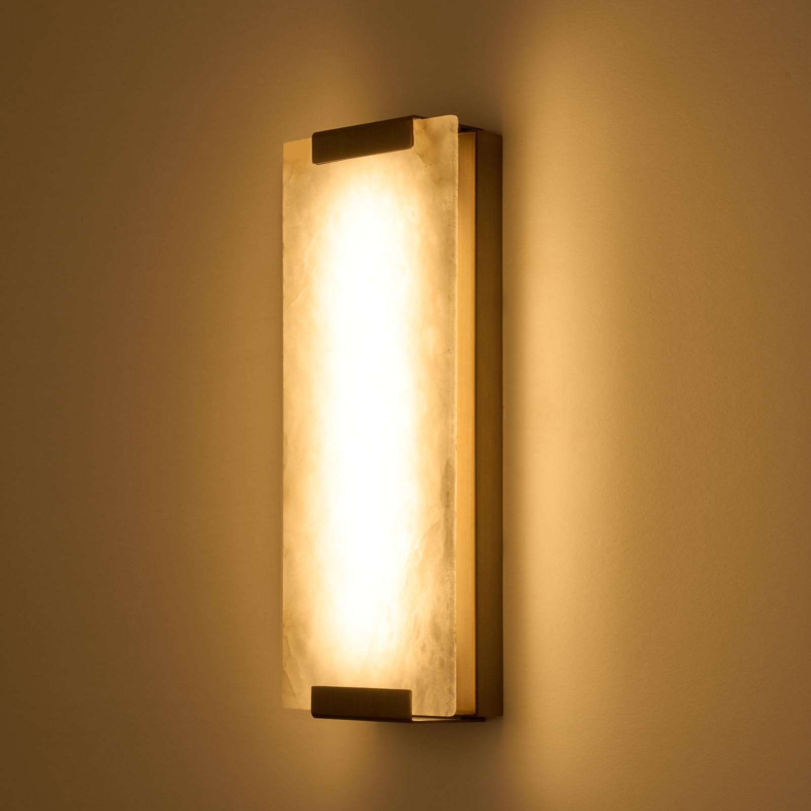 HOMLUCE 14.2in Alabaster Wall Sconce, Large Natural Marble Wall Light Decor, LED Modern Wall Lamp for Bedroom, Stairs, Living Room, Vanity, Bedside,
