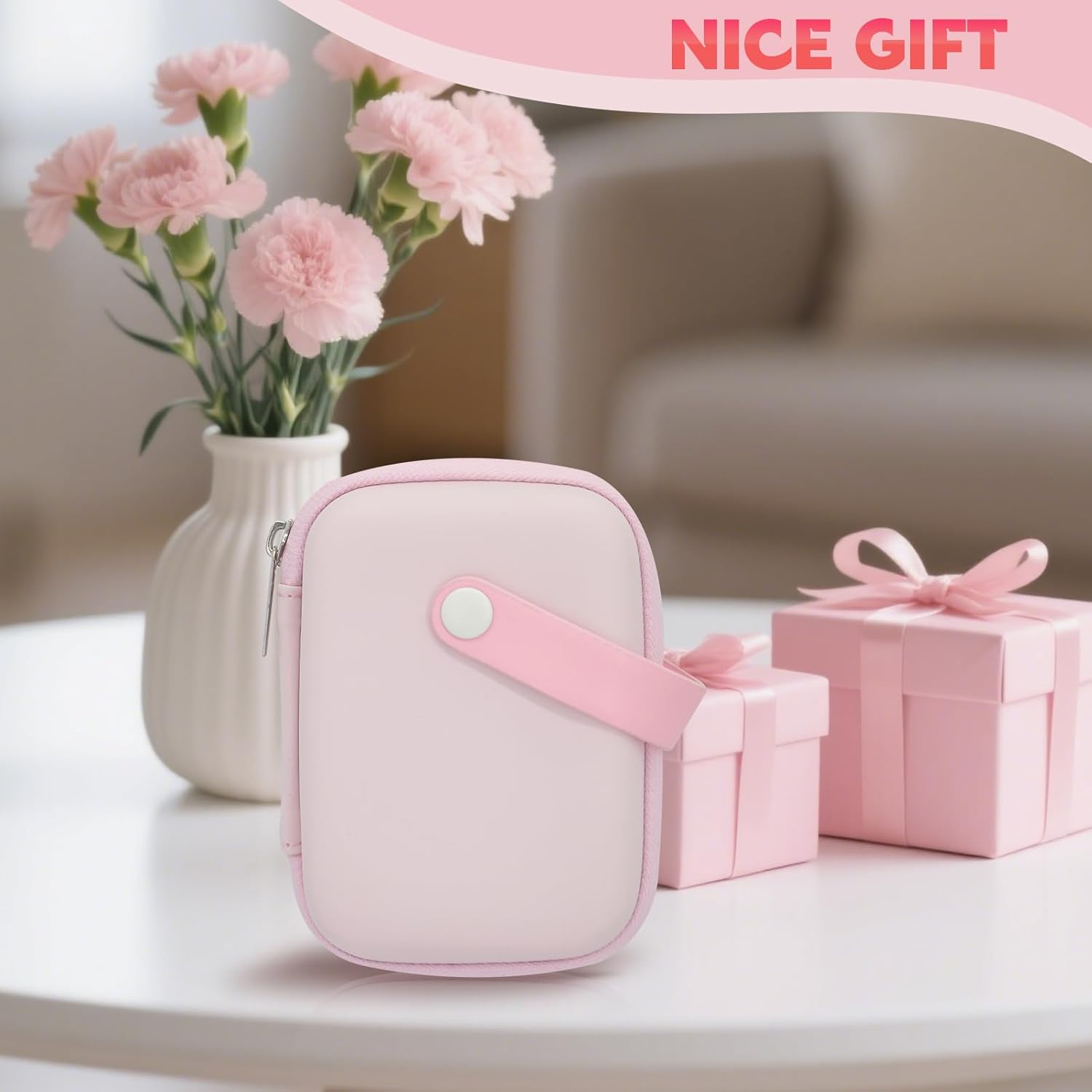 Digital Camera Case for CAMKORY DC403/KODAK PIXPRO FZ55/FZ45/ FZ43/ FZ53/Canon IXUS 285 HS/Sony DSCW800/ DSCW830，Small Cameras Storage Holder for Travel Accessories SD Card Pink (Bag Only) - Image 6