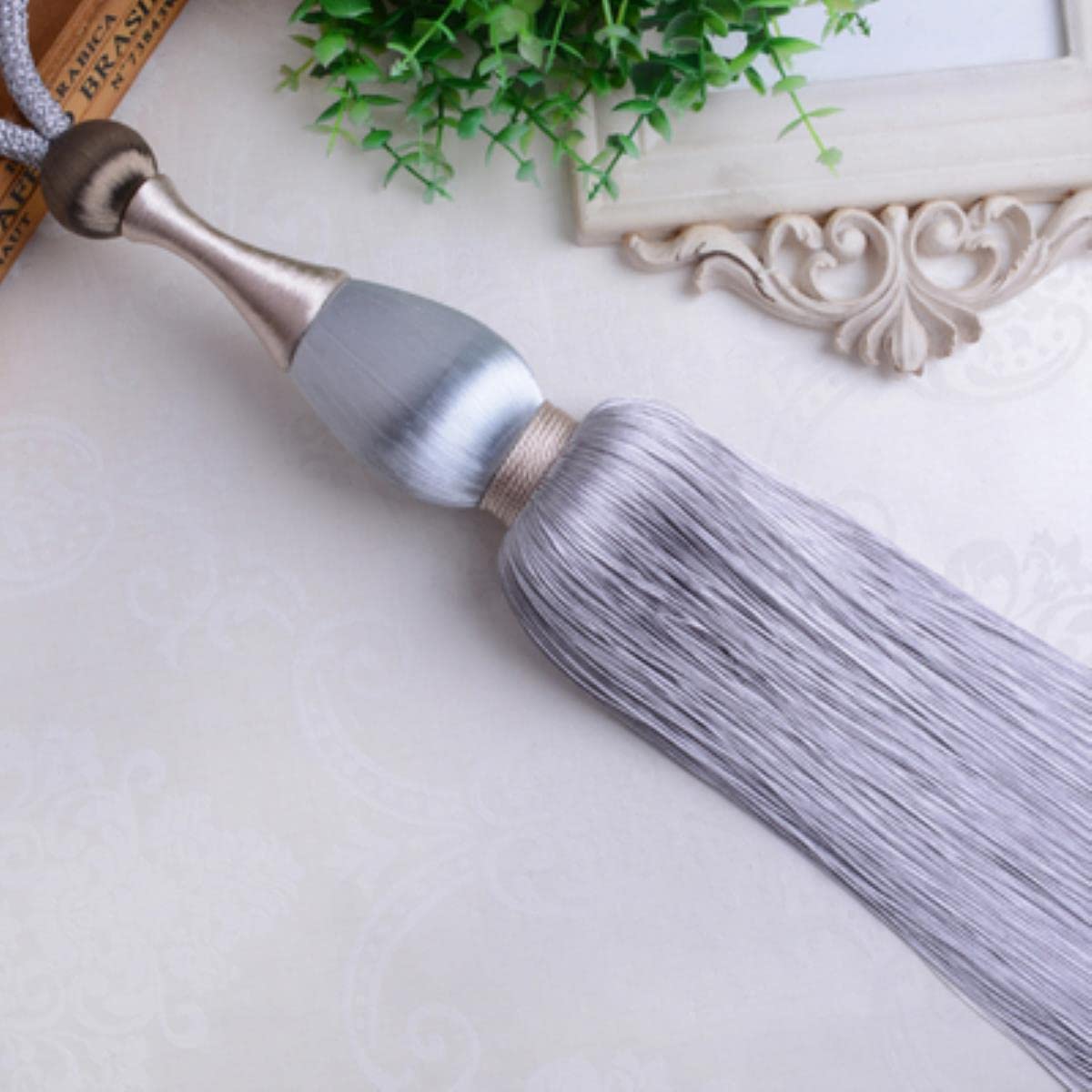 2 Pcs Rideau Gland Embrasses Suspendus Lier Cordes Ceinture Boule Boucle Crochet Titulaire Rideau Accessoire Embrasse-Gris