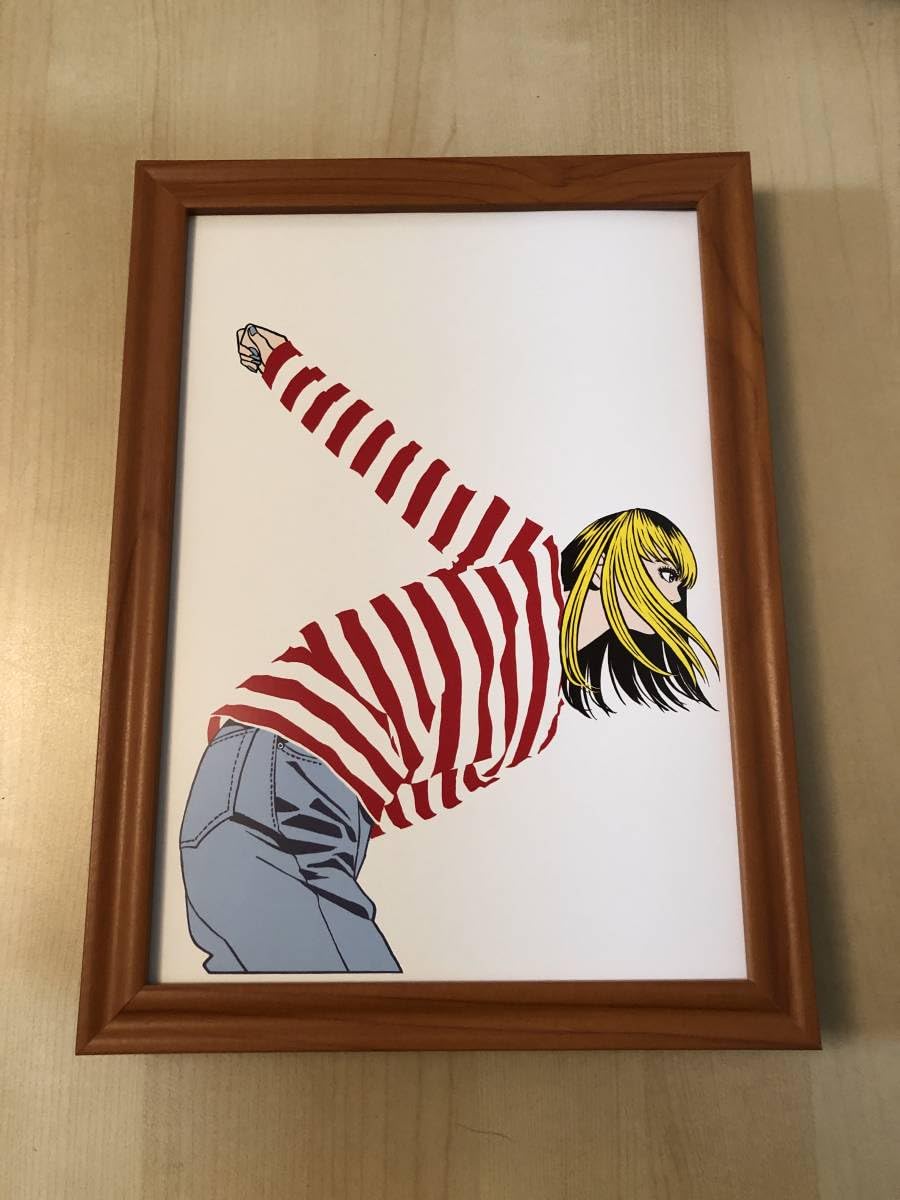 油絵　額付き　江口寿史　 F6 【　人物　】手描き 油絵 額付き 江口寿史 F6 【 人物 】手描き