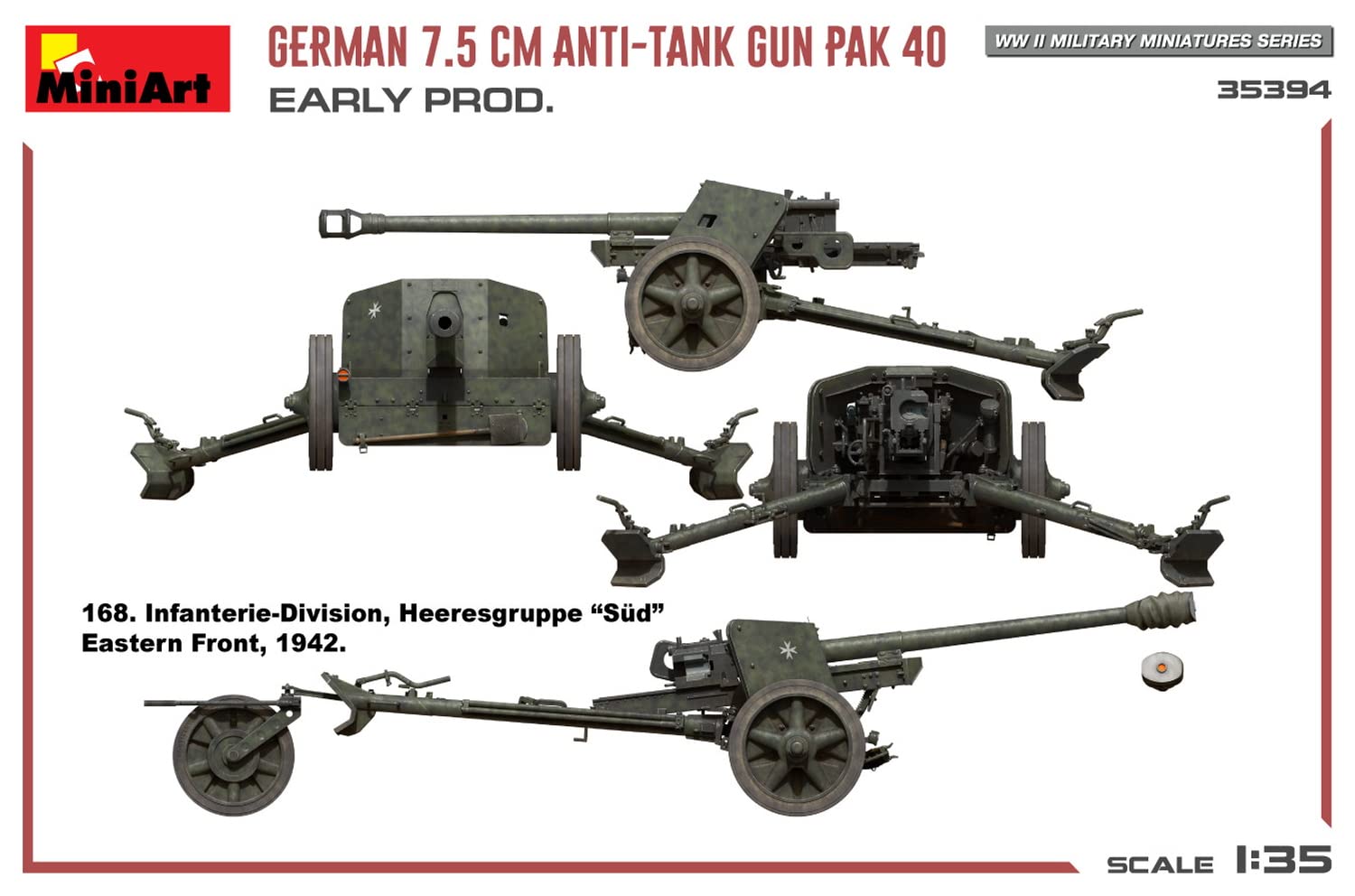 Mini Art 35394 1:35 DT. 7,5cm PaK 40 Frühe Produktion - Reproduction fidèle, modèle réduit, kit Plastique, Bricolage, Hobby, Collage, modèle réduit, Assembler, Non Peint
