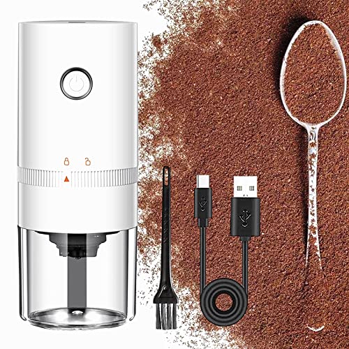 Tragbare elektrische Kaffeemühle Kompakte automatische Kegelmahlmühle Kaffeebohnenmühle mit mehreren Mahleinstellungen…