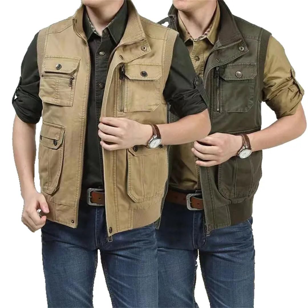 Gilet da uomo senza maniche Tactical Photographer Jacket Cotone Multi Pocket Gilet Maschio Gilet Cappotto Plus Big Size