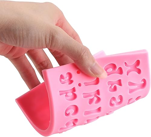 Vista 2 de 5 moldes de silicona con letras pequeñas y números, números 0-9, moldes para hornear letras mayúsculas y minúsculas para dulces, fresas cubiertas