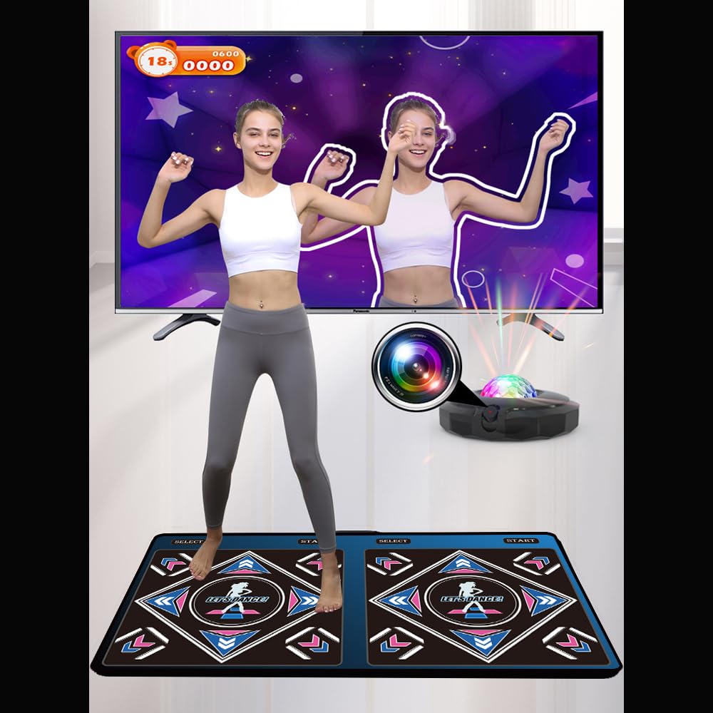Tappeto da ballo elettronico musicale HDMI con fotocamera,650 brani,scheda di memoria da 64GB,81 video musicali,1000 giochi,per giocatore singolo e doppio,un regalo di lusso per ragazzi e ragazze