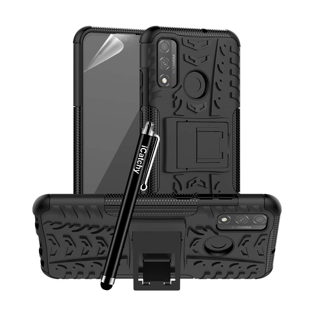 iCatchyFor Huawei P Smart 2020 Case, Heavy Duty Hard Tough Dual Layer Hybrid Shockproof Cover compatible For Huawei P Smart 2020 Phone Case (Black)