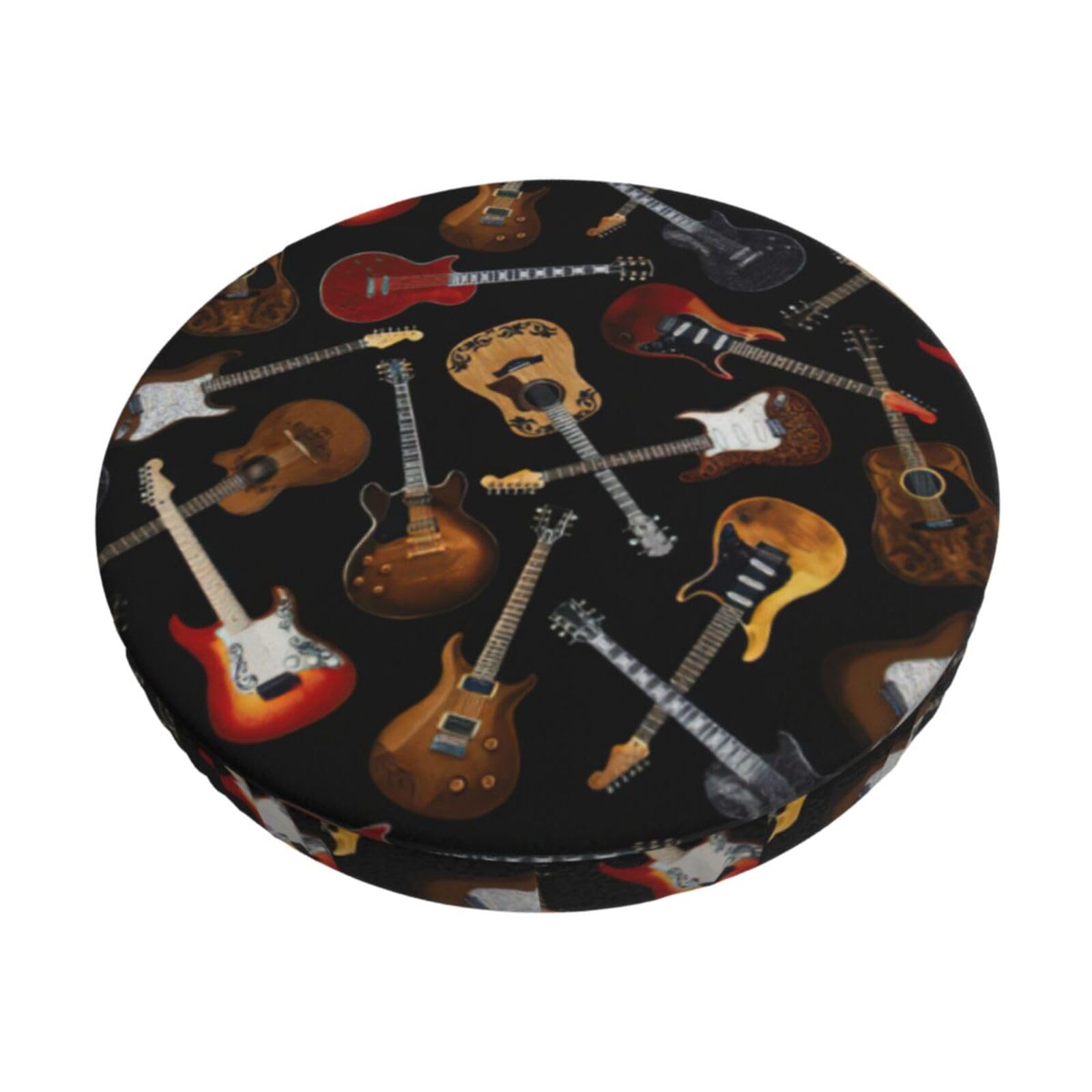 ACVnbm Guitars Print Round Bar Chair Cushion Cover, Elastic Chair Protector For Kitchen Bar Dining