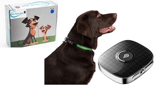 DE-TECH PET Paquete de seguimiento de PET Q68 - Resistente al agua, rango ilimitado, collar LED, tarjeta SIM con prueba gratuita de 1 mes todo