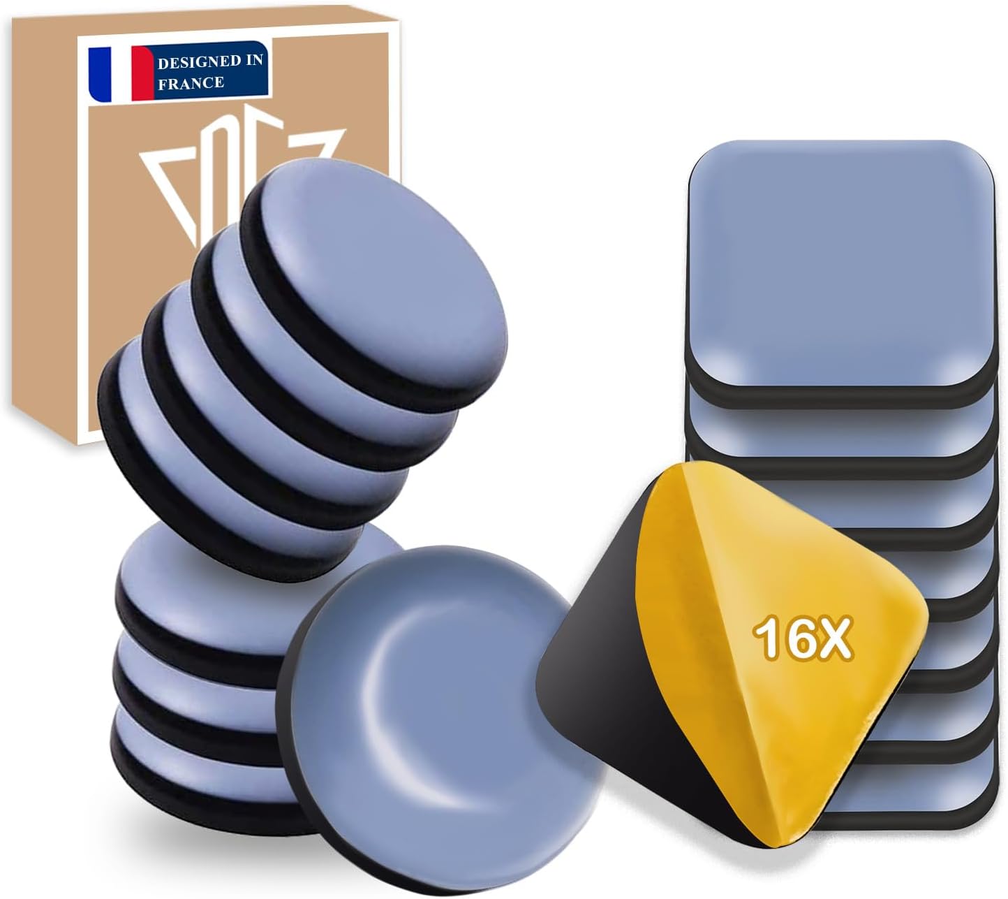 DuEgg Patins Glisseurs pour Meubles 16 Pièces, Teflon Patin Glisseur pour Meuble Lourd, Auto