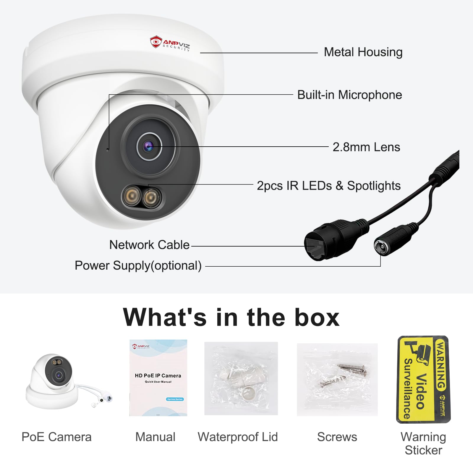 Anpviz 4MP PoE IP Kamera Outdoor, Überwachungskamera Aussen
